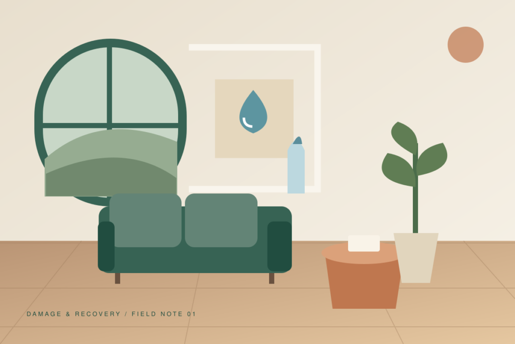 Original architectural illustration for Water Damage: What to Do Before You Rebuild